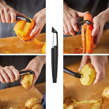 Овочечистка Fiskars Functional Form 18 см, сталь/пластик, чорно-помаранчевий (1014419)
