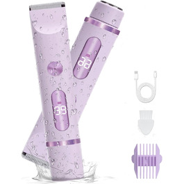 Електричний триммер для жінок, тіло та бікіні, водонепроникний, IPX7, швидке видалення волосся (фіолетовий)