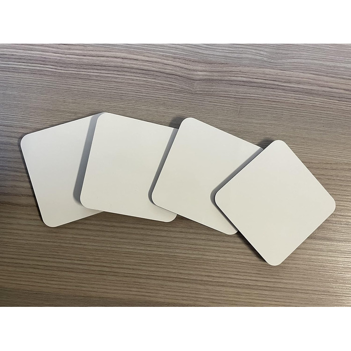 MDF coaster, blank, cork base, 9 x 9 cm, white, blank, square, 50 pieces