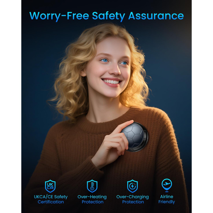 Електричні грілки для рук 2 шт. | USB-грілки з 3 режимами нагріву, 20 годин тепла, для холодного клімату, Outdoor/Indoor (Сірий)