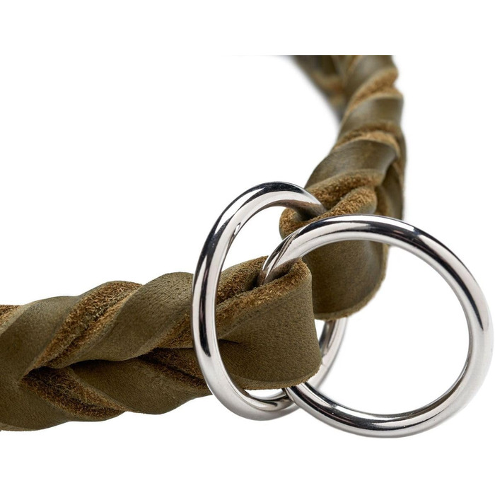 HUNTER Halsung Dressur SOLID EDUCATION: міцна шкіряна хальцтвочка для дрессури, ручної роботи, з гальмівним кільцем, Made in Germany, розмір L-XL, оливковий колір