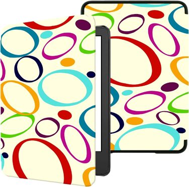 Чохол TOKILO для Kindle 6 (11-те покоління 2024/2022), PU-шкіра, авто-вкл/викл, чорний (6-кольоровий круг)