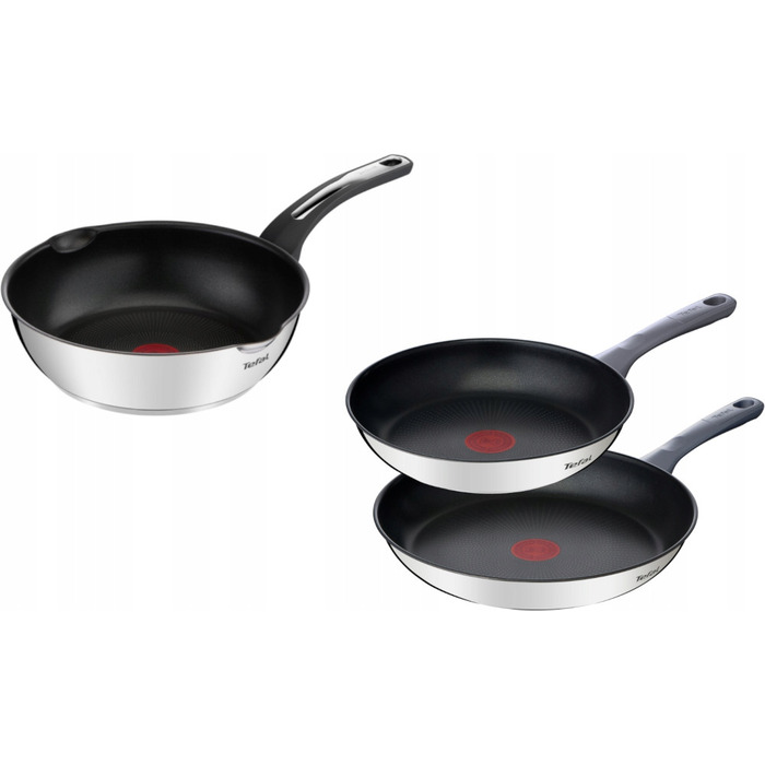 Набір сковорідок Tefal Emotion, титанове покриття, сріблясті, 3 предмети