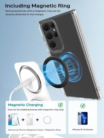 Бездротовий магнітний зарядний пристрій для Samsung Galaxy S25 Ultra/S24, iPhone 16/15/14, Pixel 10/9 Pro/8, Android, білий