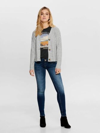 Жіноча в'язана кофта ONLCAROL S світло-сірого кольору