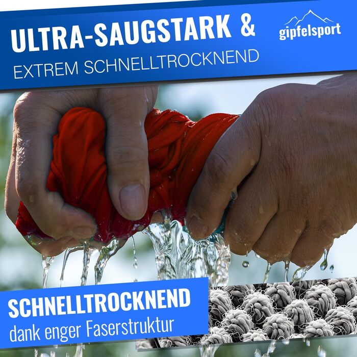 Набір мікрофібрових рушників Gipfelsport для сауни, фітнесу, спорту та пляжу. Розміри: S (80x40 см), M (110x50 см). Колір: червоний