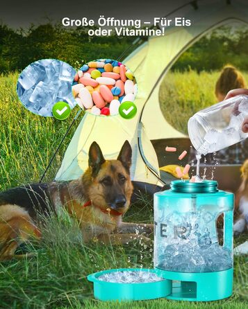 Поїлка для собак Lesotc 2200 мл, велика, для подорожей та кемпінгу (м'ятний)