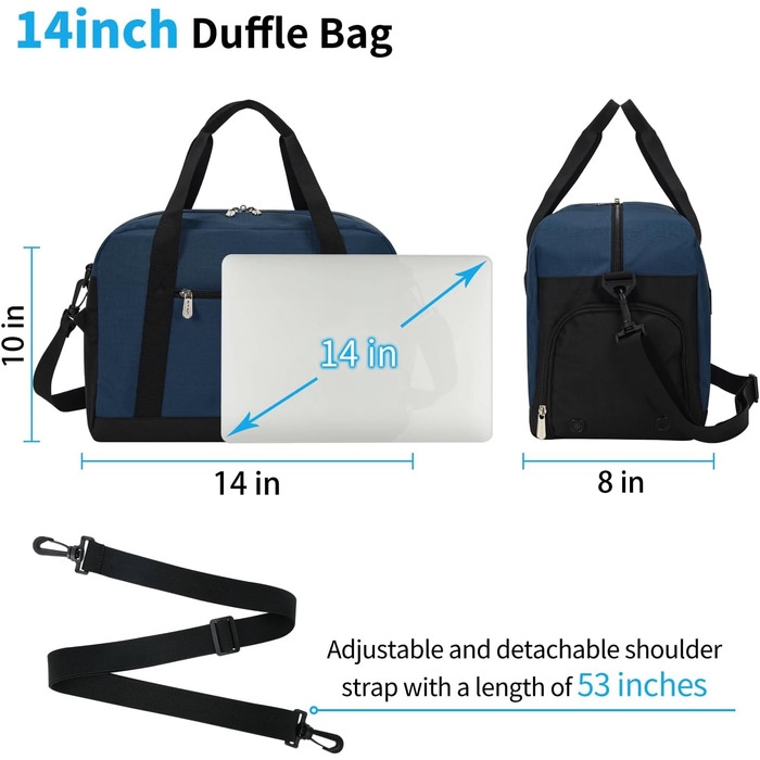 Спортивна сумка Mini Reisetasche 18л, синя (Marineblau) - для фітнесу, школи, коротких поїздок (35x20x25 см)