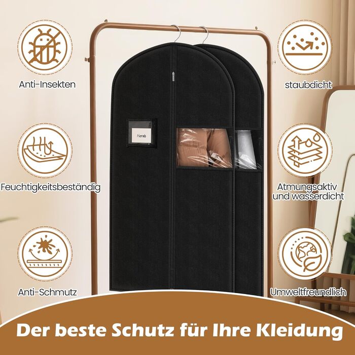 Чохли для одягу чоловічі 100x60 см, набір 4 шт. для костюмів, жакеток, сорочок + 2 мішечки для взуття. Дихаючі захисні чохли з блискавкою для подорожей та зберігання.