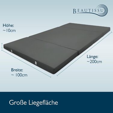 Beautissu Folding Mattress Guest Bed Foldable 120x195 cm Folding Mattress Guest Mattress Foldable Travel Mattress Folding Bed Guest Mattress – Campix Camping Mattress Carrying Handle Floor Mattress Washable (100x200cm (10cm thick), Anthracite)