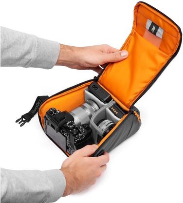Чохол Lowepro GearUp Creator Box Large II для дзеркальних та бездзеркальних камер, з QuickDoor, з перероблених матеріалів, оранжевий, сірий