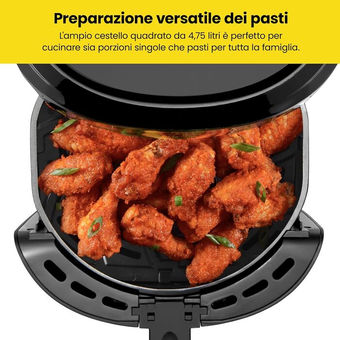 Фритюрниця Chefman з цифровим керуванням, 4.75 л, для сім'ї, сенсорне управління, для картоплі фрі, курки, м'яса, риби, з антипригарним покриттям, деталі придатні для миття в посудомийній машині, автоматичне вимкнення, чорна