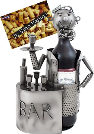BRUBAKER Wine Bottle Holder Bartender Metal Sculpture with Gift Card