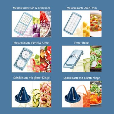 Genius Nicer Dicer Fusion Smart Julienne Slicer | Mint Green | 16-Piece Vegetable Chopper with Spiralizer, Grater, and Dicer | As Seen on TV