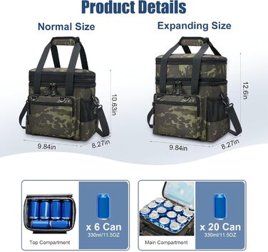 Тактична ланч-торба HSHRISH, 15L, чорний камуфляж - ізольована, водонепроникна, для роботи та пікніків