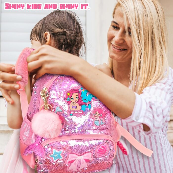 Рюкзак для дівчинки Єдиноріг, дитячий рюкзак з паєтками, персоналізований рюкзак Kawaii для школи/садочка, подарунок на день народження/Новий рік (рожевий, 38 см)
