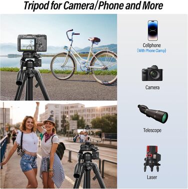 Штатив для камери SIRUI 154 см, алюмінієвий трипод з кріпленням для телефону, максимальне навантаження 5 кг