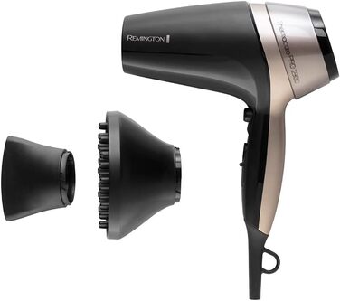Фен Remington Power Dry D3010 (PRO) з іонізацією: 2000 Вт, компактний, стилінг-насадка, 3 режими нагріву, 2 швидкості, охолоджувальна кнопка, Eco-режим