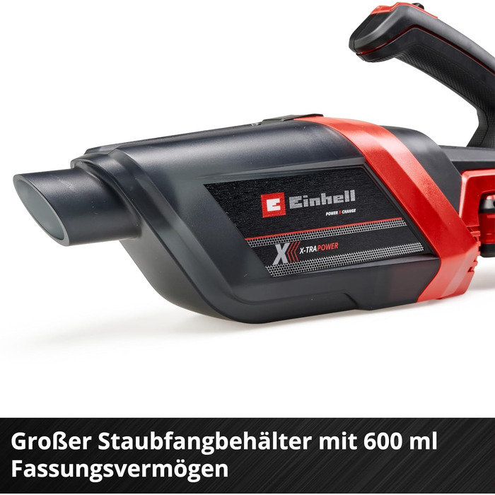 Акумуляторний пилосос ручний Einhell TE-HV 18/06 Li-Solo Power X-Change (18V, 72 мбар, насадки в комплекті, 0.6 л, без акумулятора)