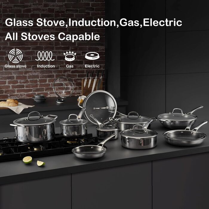 Вок з антипригарним покриттям, 32 см - нержавіюча сталь, для всіх плит, безпечний (PFOA Free)