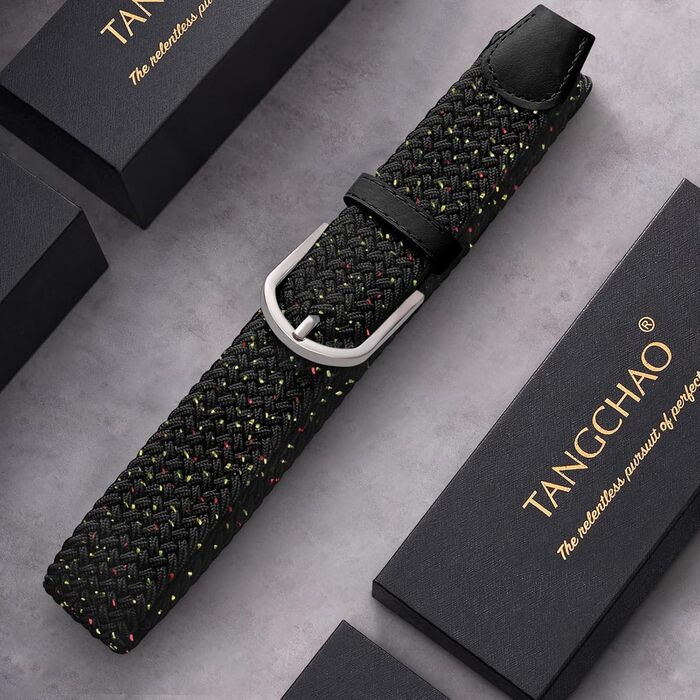 Жіночий/Чоловічий тканинний ремінь Tangchao з еластичною плетінням, 3.3 см, довжина 90-135 см (білий, зоряне небо, 130 см)