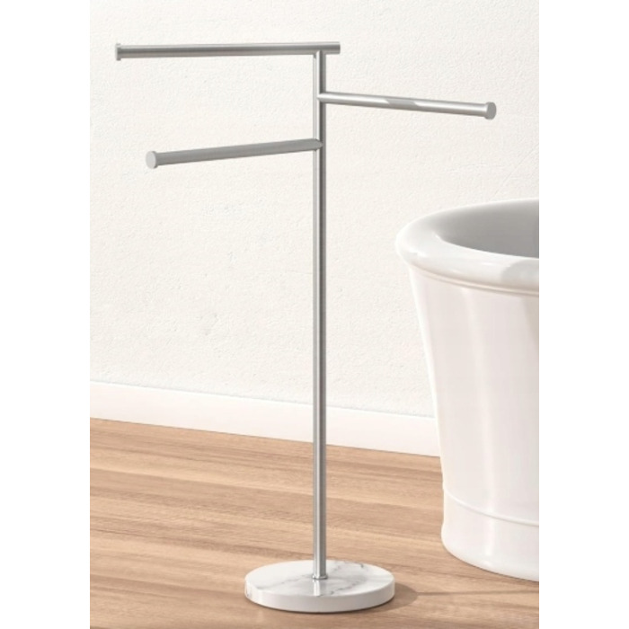 Підлоговий вішак для рушників у ванну кімнату з мармуровою основою, 102 см