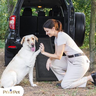 Рампа для собак у машину, складана – 174 см, 38 см – чорна, з протиковзким покриттям, для великих собак, до 85 кг – підходить для авто та SUV