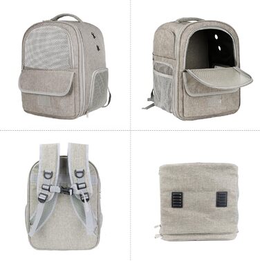 Рюкзак-переноска для котів та собак, дихаючий, сірий | Рюкзак для тварин для подорожей, прогулянок, хандлінгу