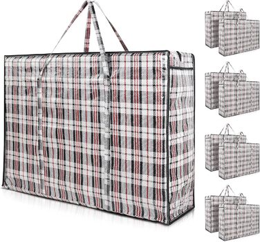 Pro-Lux Extra Large Laundry Storage Bags, Shopping Bags, Strong, Durable, XXL Moving Bags with Zipper and Handles, Reusable, 8 Pack