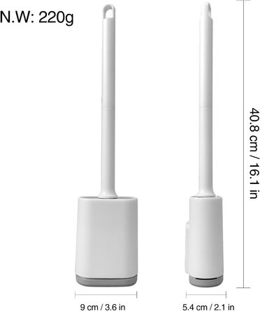 Силіконова щітка для унітазу Klobürste з кріпленням на стіну без свердління, швидковисихаючий тримач, набір (білий)