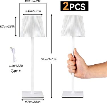 Світлодіодний акумуляторний настільний світильник Xiake 2 шт, димується, IP54, 2700K-6000K, 3 режими, для спальні, столу, вулиці, саду, балкону (білий)