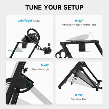 Стенд для керма CO-Z WS02-24: сумісний з Logitech G920/G27/G25/G29, Thrustmaster T80/T150/TX/F430, з кріпленням для перемикача передач, регульована висота, для гоночних симуляторів