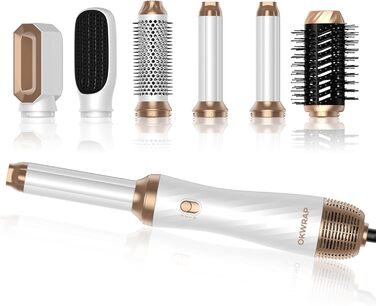 Air Styler 6 в 1: Набір для укладки волосся з фен-щіткою, дифузором та плойкою, для створення об'єму, локонів та випрямлення (сірий)