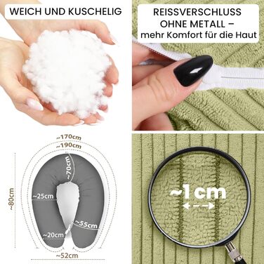 Подушка для годування Amilian Stillkissen XXL 170 см - для вагітності та годування - знімний чохол