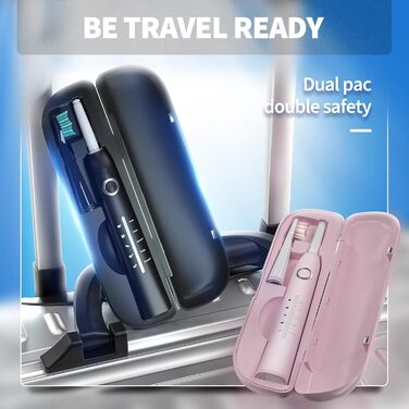 Електрична зубна щітка Demita зі звуковою технологією, 8 насадок, 40000 VPM, 5 режимів, швидка зарядка (30 днів роботи), чорний та рожевий кольори, у комплекті з кейсом S1