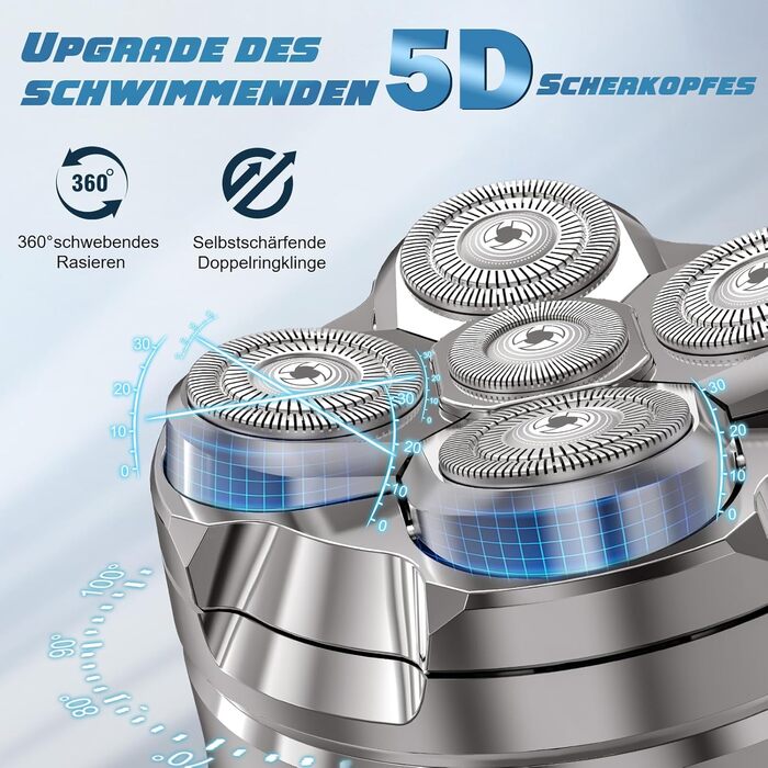 Електричний голковий голкоріз для чоловіків Luctry, 5D магнітний голкоріз для чоловіків з лисою головою, водонепроникний IPX7, для сухого та вологого гоління