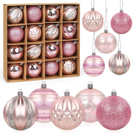 Набір новорічних кулічок Bluelves, 16 шт., рожеві, 6 см, пластик. Декор ялинки, прикраси для ялинки