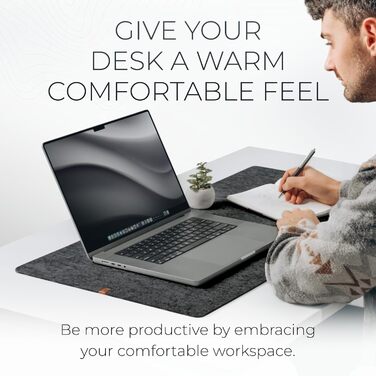 Килимок для столу Nordik Große Filz, антрацит, 89x43 см - повне покриття, під клавіатуру та мишу, захист поверхні для офісу