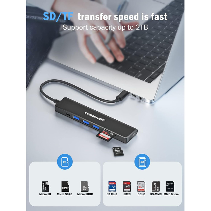 Lemorele Док-станція USB C хаб 11 в 1: 2*HDMI 4K, 3 USB 3.0/2.0, VGA, PD 100W, Audio, SD/TF, для Windows, MacBook, Dell, HP, Lenovo, Surface