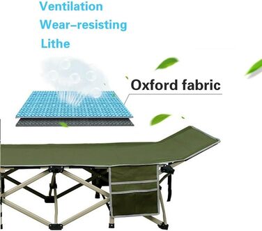 Ліжко-розкладачка Yaheetech для кемпінгу, зелене, до 150 кг, з бічною кишенею та сумкою для транспортування