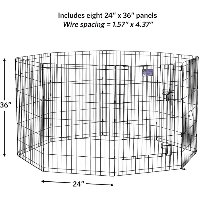 Клітка-загон для собак Midwest Homes for Pets 550-36DR, 157x157x91 см, чорна емаль, з дверцятами