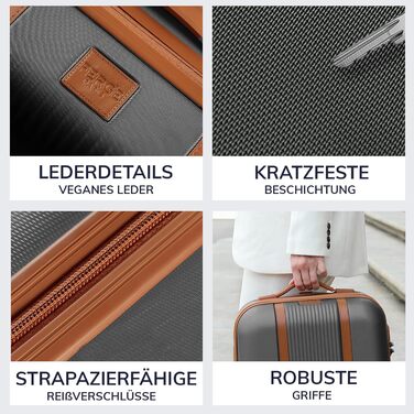 Набір валіз FERGÉ Milano 3 шт. з жорстким корпусом (Handgepäck, L, XL) - сірий