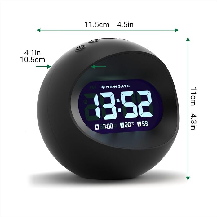 NEWGATE® Digital Centre of the Earth Clock (Black with black LCD display) Black With Black Lcd Display