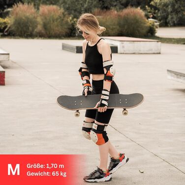 Захисний комплект для роликів SKATEWIZ для дорослих і підлітків, 6 шт, неопреноі накладки, німецький виробник, колір Sunrise Orange, розмір L, для міцної статури