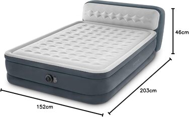 Надувний матрац Intex DuraBeam UltraPlush з підголівником, 220V, Queen, Fiber-Tech