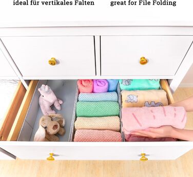 For IKEA dresser; THE ORIGINAL; perfect fit; Sturdy base; Drawer organization system for changing supplies, baby clothes, socks, underwear; 5-piece set (HEMNES DOUBLE FileFolding)