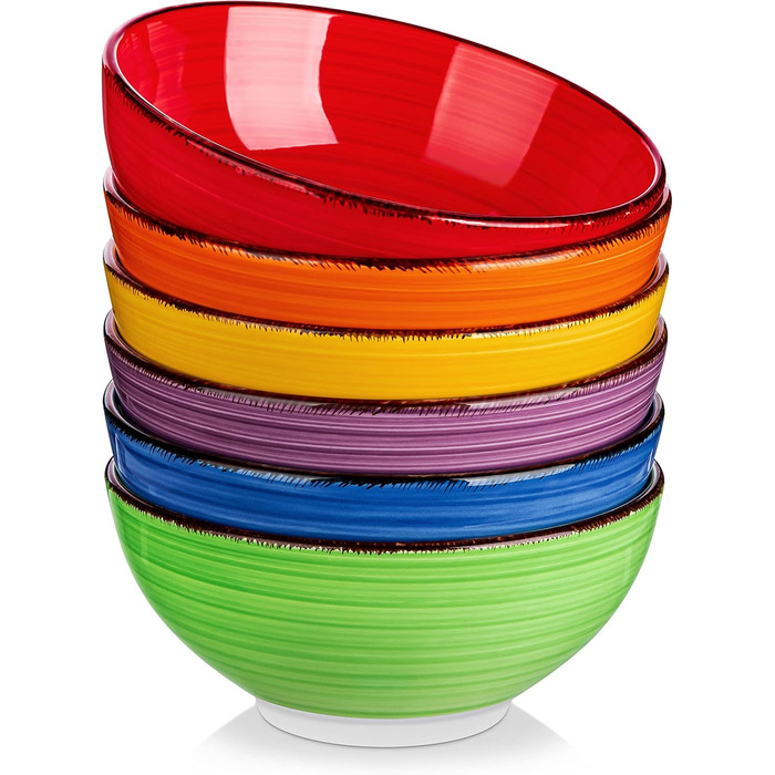Vancasso Soup Bowls, Stoneware, BONITA 6-Piece Bowl Set, Salad Bowl, Pasta Bowls, Bowl Set, Multicolor
