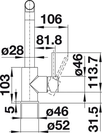 Кухонний змішувач BLANCO MILA з висувним виливом, високий тиск, керамічна картридж, запобіжник зворотного потоку, хромований, 25.5x10.5x27 см