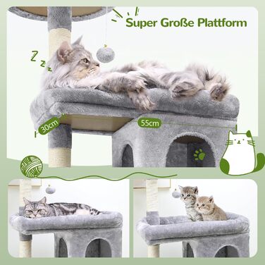Дряпка для котів Globlazer XXL, 183 см, з будиночком, платформою та кошиком, сірий (S72)