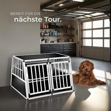 Транспортна переноска для собак tectake® Double XL - переноска для авто та дому, алюміній, 97 x 90 x 69,5 см